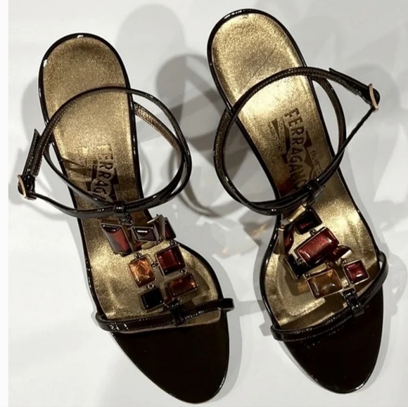 Salvatore Ferragamo Jeweled Heels. TAMARA WOMENS Size 9 ITALIAN W/ BOX - Picture 13 of 13